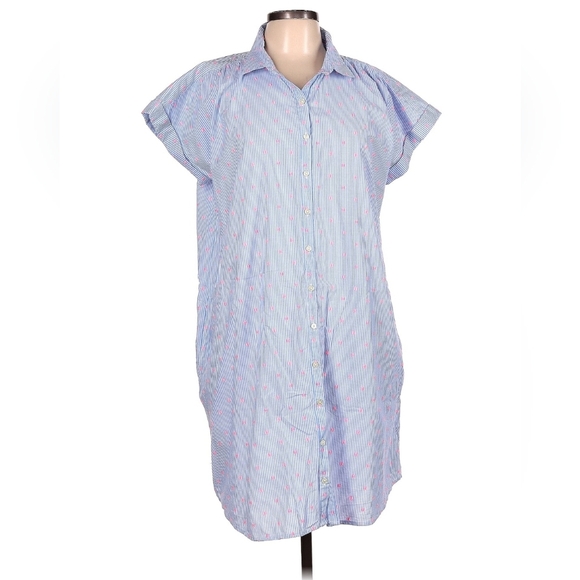 Loft Striped Blue and White Casual T-shirt Dress, Size Small - Picture 1 of 5